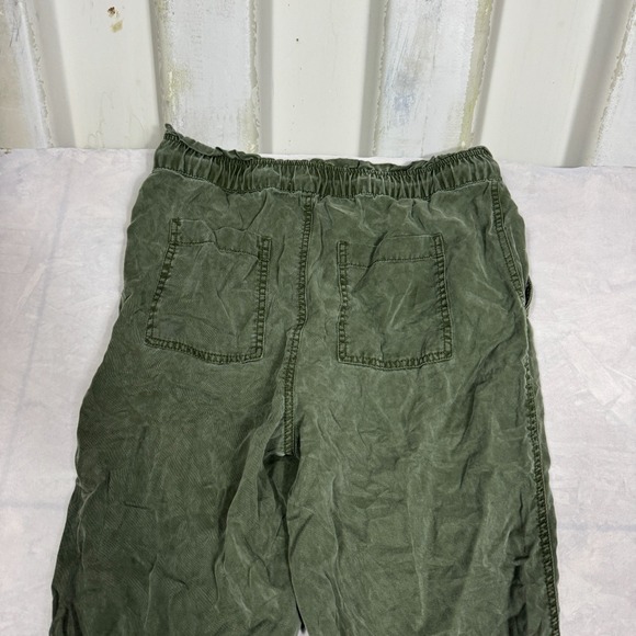 Loft Womens Cropped Jogger Pants Olive Green Drawstring Waist Pockets Size MP - Picture 4 of 16